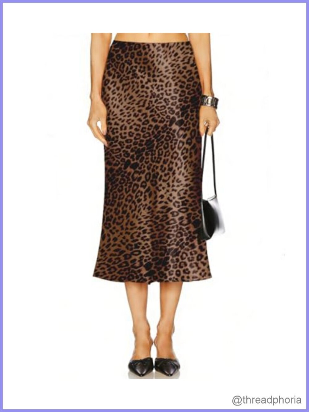 Satin Midi Skirt High Waisted A-Line Flowy Silk Skirt